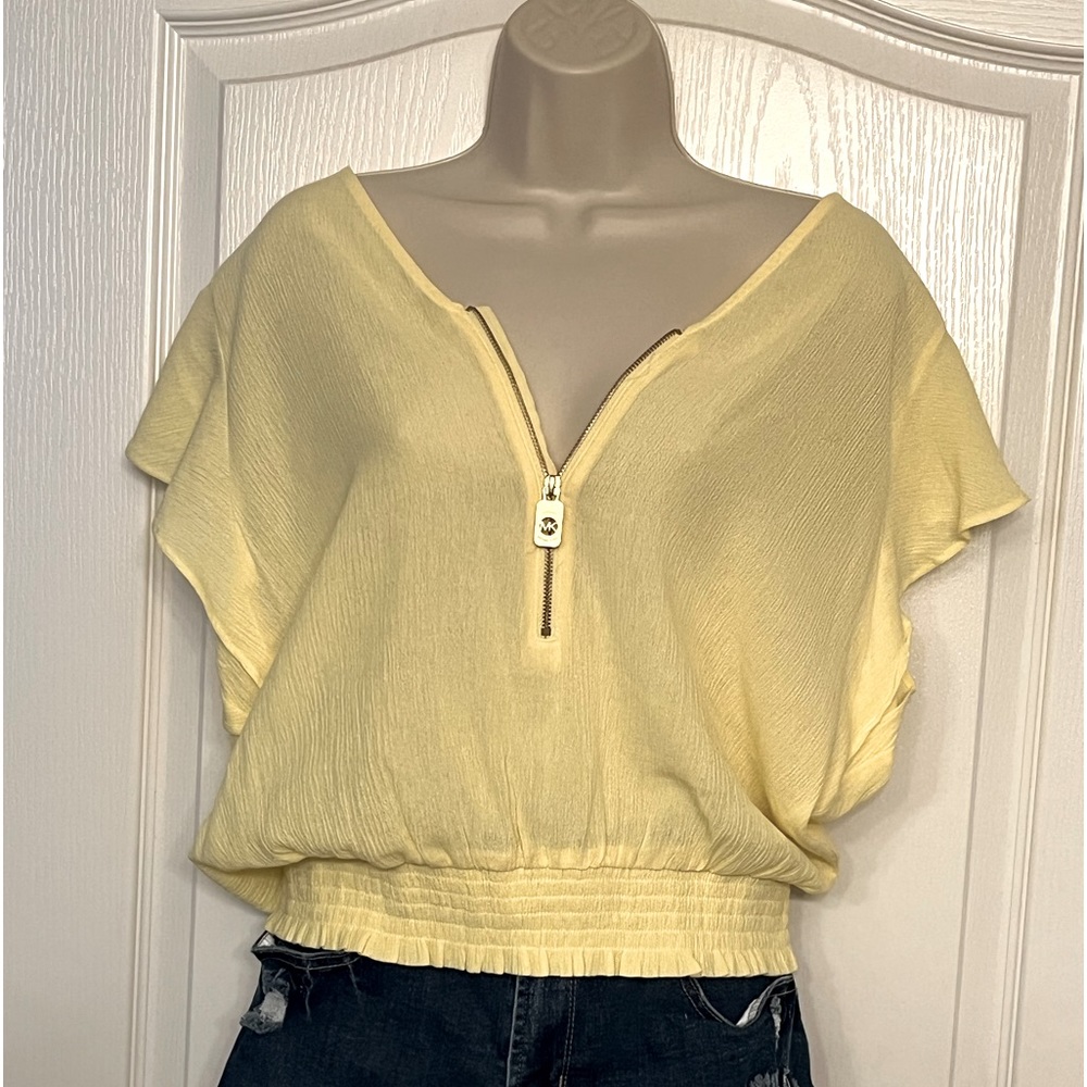 Michael Kors Flutter Sleeve Half Zip Top